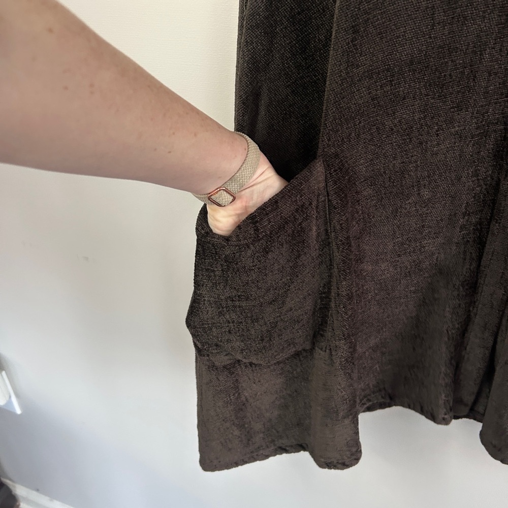KLEEN Brown Slub Knit Button Up Tunic Shacket Lagenlook Earthy Goblin Boho Large - Picture 7 of 11